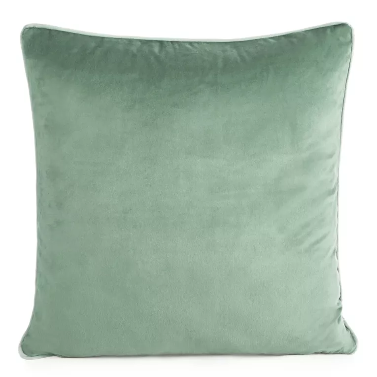 Poszewka na poduszkę 60x60 cm welwetowa o delikatnym połysku z ozdobną lamówką ciemnomiętowa GAJA 2 Eurofirany