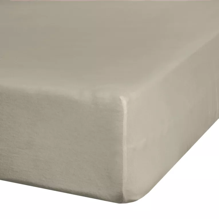 Prześcieradło jersey z gumką 160x200 cm z bawełny kolor beżowy 140 g/m2 Eurofirany