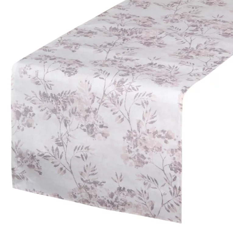 Bieżnik na stół kremowo, beżowy 40x140 cm GARDEN na taras oraz balkon z motywem roślinnym