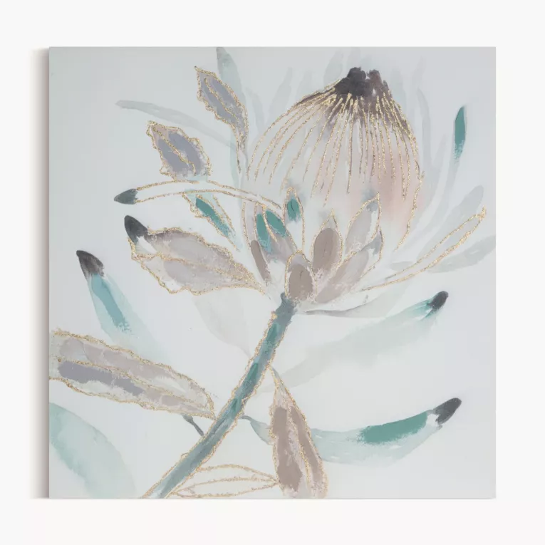 Obraz ręcznie malowany na płótnie ze złotymi akcentami