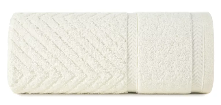 Ręcznik kąpielowy 50x90 cm bawełniany kolor kremowy ze wzorem zygzaka 500 g/m2 KALIA Reina Line Eurofirany