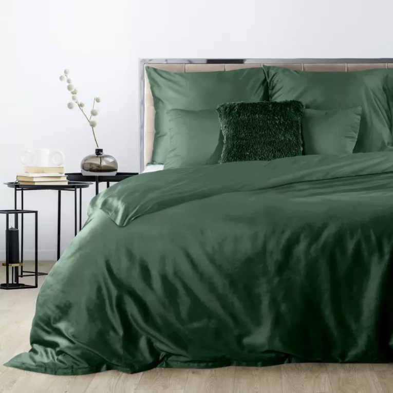 Pościel 160x200 gładka z satyny bawełnianej kolor ciemnozielony DINA Diva Line Eurofirany