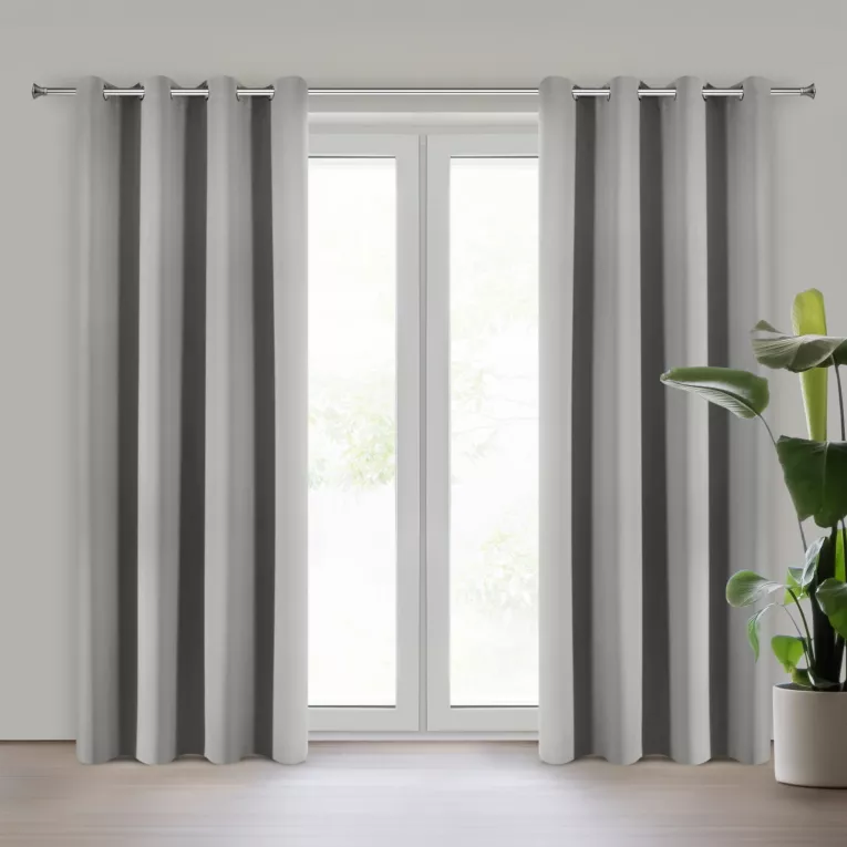 Zasłona srebrna z tkaniny typu dimout 140x250 cm przelotka NERISA Eurofirany