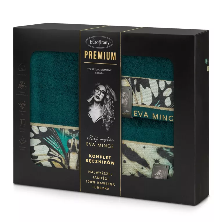 Zestaw ręczników bawełnianych 3 szt kolor ciemnoturkusowy 500 g/m2 Eva Minge Eurofirany
