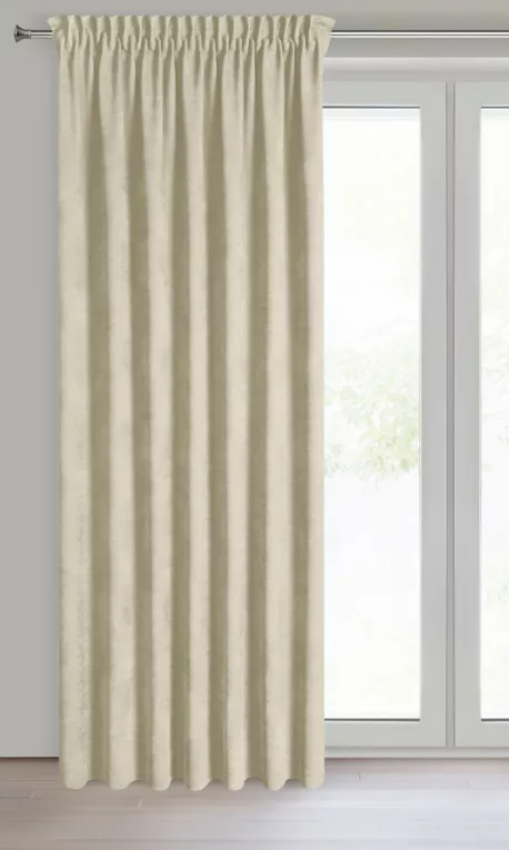 Zasłona jasnobeżowa z tkaniny welurowej 120x120 cm taśma - Dora Eurofirany