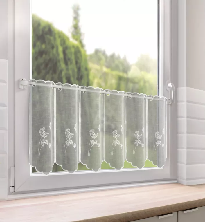 Tkanina firanowa zazdrostka zdobiona haftem dmuchawca Eurofirany