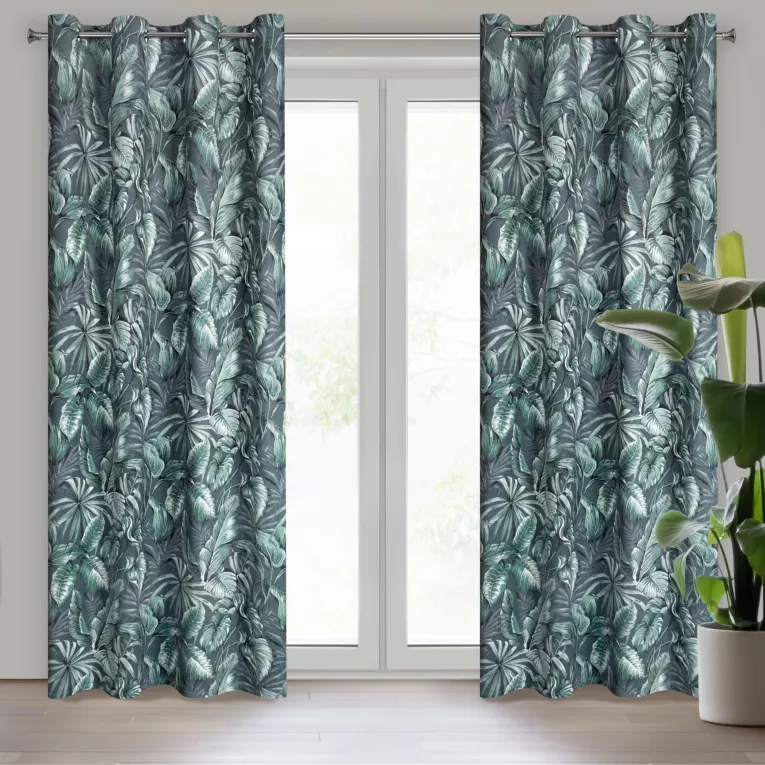 Zasłona szaro, oliwkowa z welwetu 140x250 cm przelotka PALERMO Eurofirany