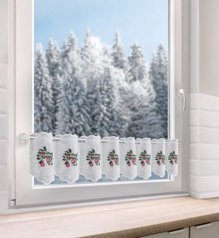 Tkanina firanowa zazdrostka z świątecznym haftem Eurofirany