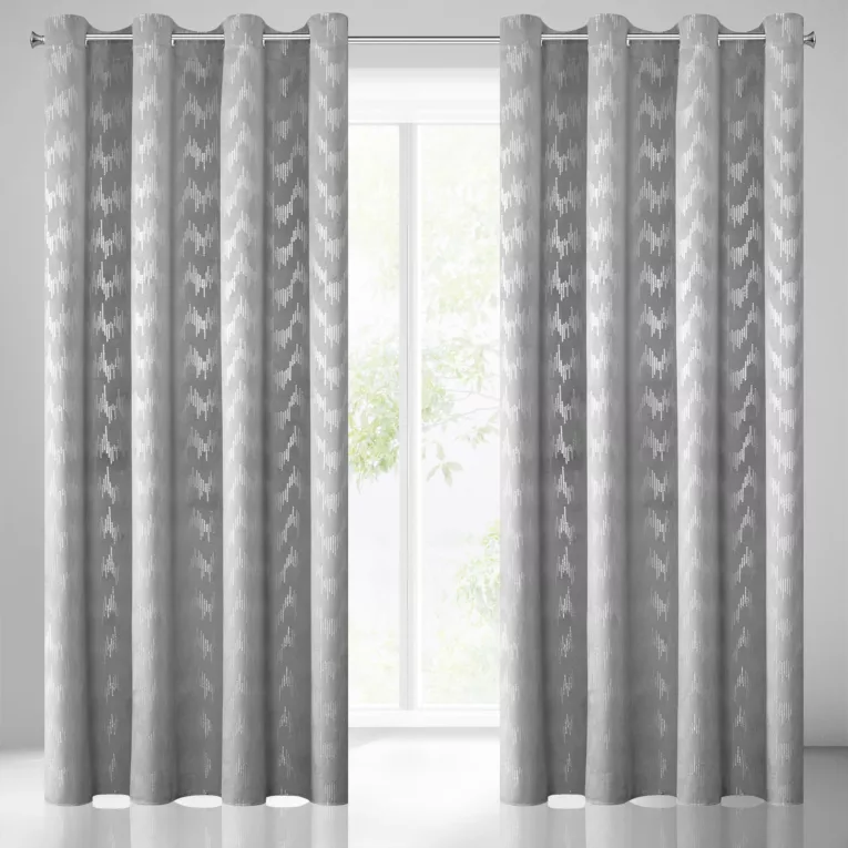 Zasłona BIANKA z welwetu ze srebrnym wzorem Eurofirany