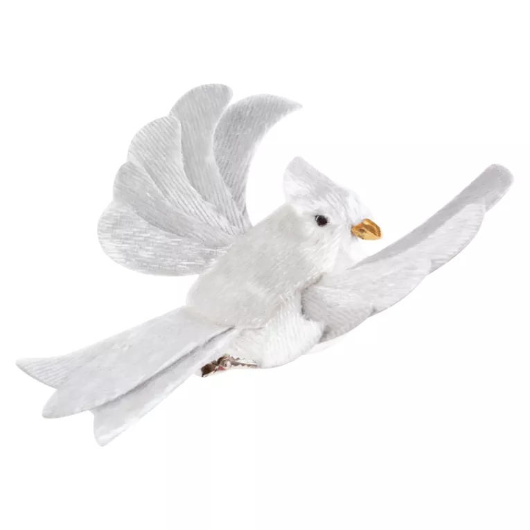 Dekoracyjna ozdoba PTAK z tkaniny welwetowej Eurofirany