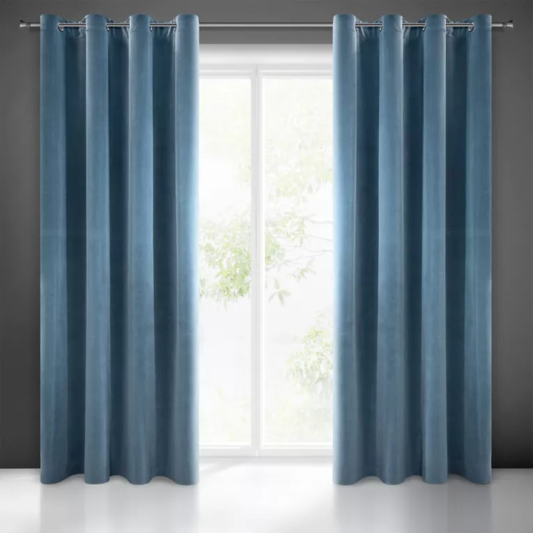Zasłona ciemnoniebieska z matowego welwetu 140x250 cm przelotka ADELLE Diva Line Eurofirany