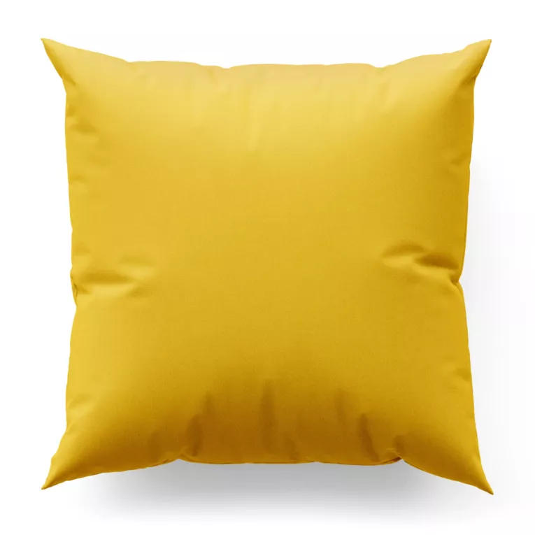 Poszewka szyta żółta z gładkiej tkaniny zaciemniającej typu dimout wykończona obciążnikiem