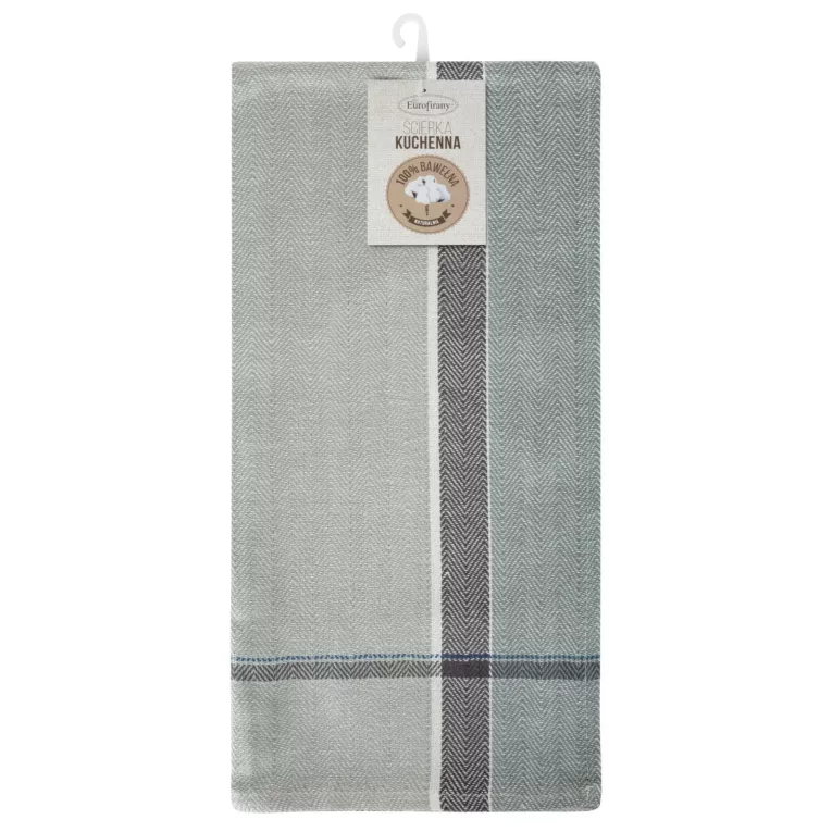Ściereczka kuchenna 50x70 cm bawełniana kolor popielaty,jasnopopielaty zdobiona pasami 200 g/m2 OLIVIA Eurofirany
