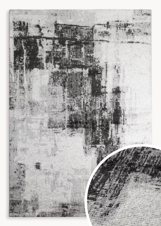 Dywan 60x100 cm szaro, czarny zdobiony abstrakcyjnym wzorem ASIA 3 Eurofirany