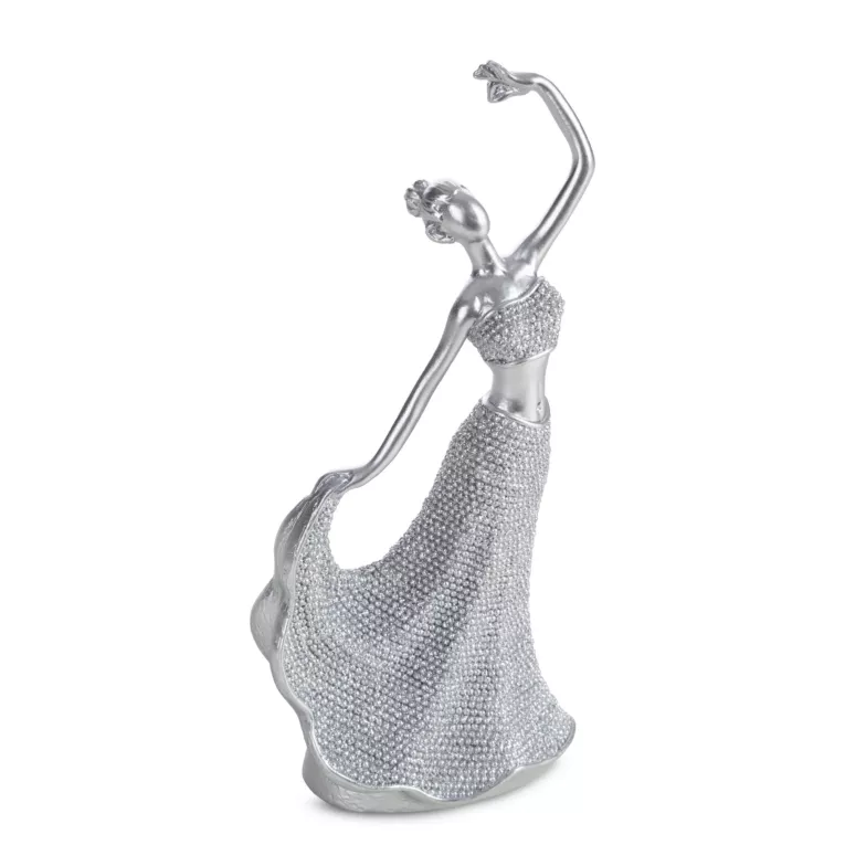 Figurka srebrna w kształcie baletnicy o drobnym strukturalnym wzorze 9x6x19 cm ELDO Eurofirany
