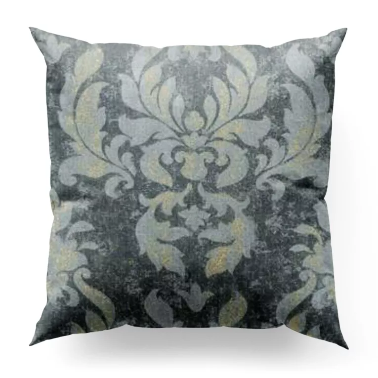 Poszewka szyta niebiesko złota z miękkiej tkaniny w ornamentowy wzór