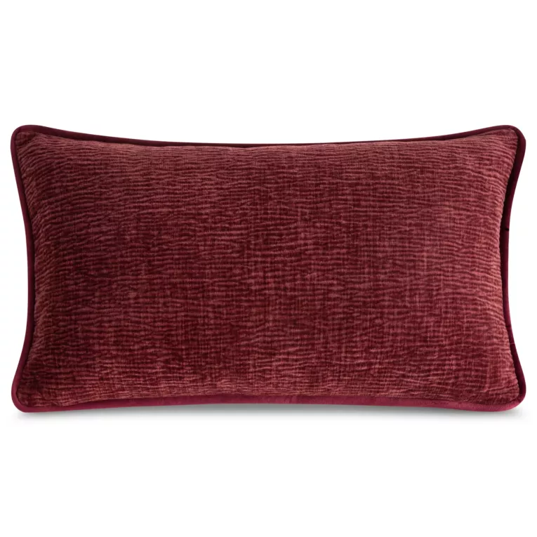 Poszewka na poduszkę 30x50 cm bordowa z szenilowej garbowanej tkaniny ROSI Eurofirany