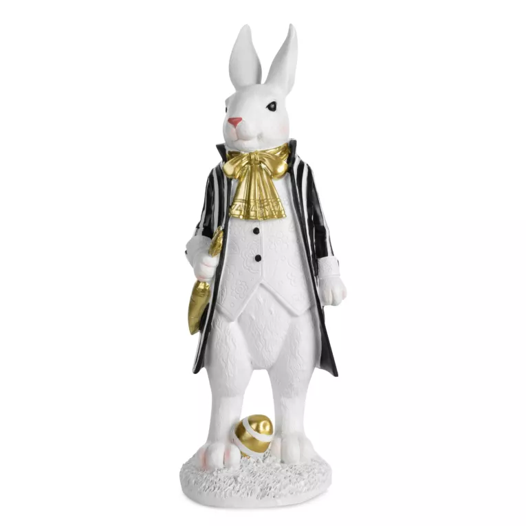Wielkanocna figurka zajączka ze złotymi akcentami Eurofirany