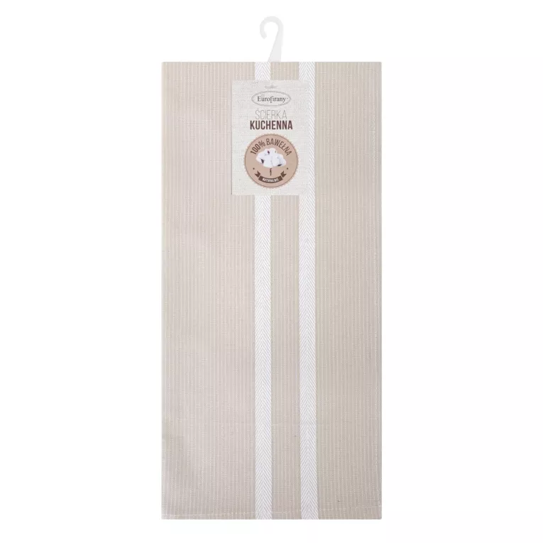 Ściereczka kuchenna 50x70 cm bawełniana kolor beżowy zdobiona pasami 200 g/m2 OLIVIA Eurofirany