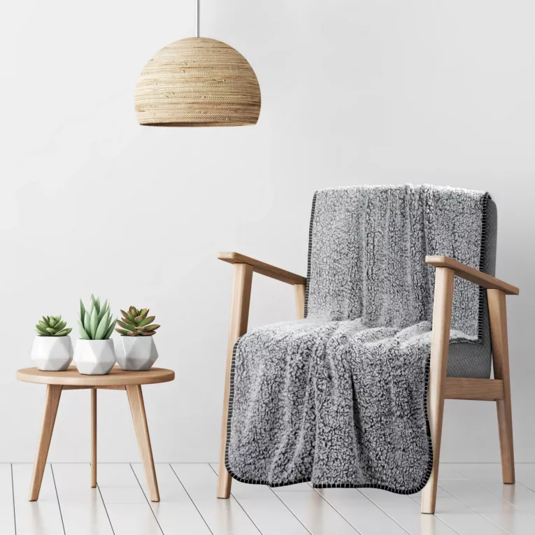 Narzuta, koc bukla na fotel 70x160 cm czarno, biały z miękkiej tkaniny KOALA EUROFIRANY PREMIUM