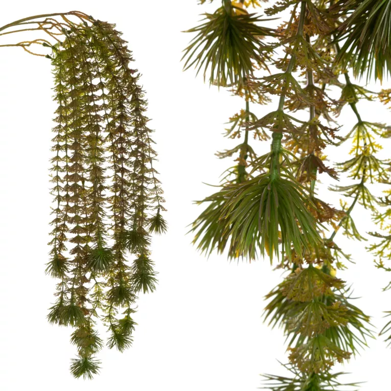 Girlanda zwisająca, gałązka dekoracyjna z drobnymi listeczkami zielono-brązowa Eurofirany