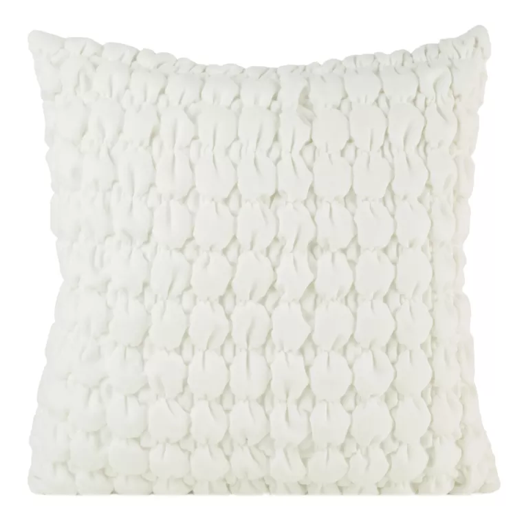 Poszewka na poduszkę 45x45 cm welwetowa zdobiona wzorem 3D biała VELVET 193 EUROFIRANY PREMIUM