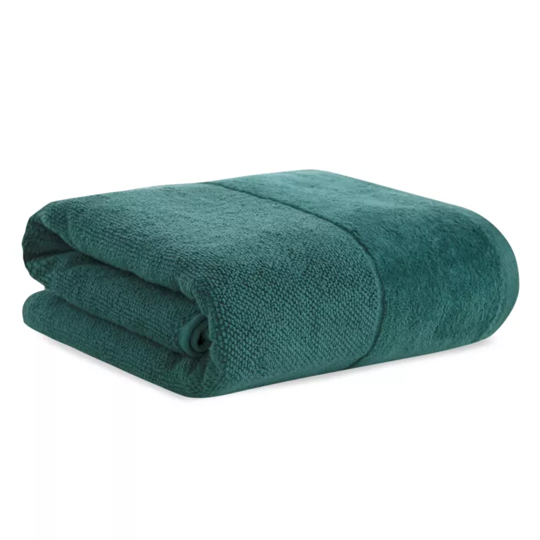 Ręcznik kąpielowy FERO z welwetową bordiurą ciemnozielony 70x140 cm Eurofirany