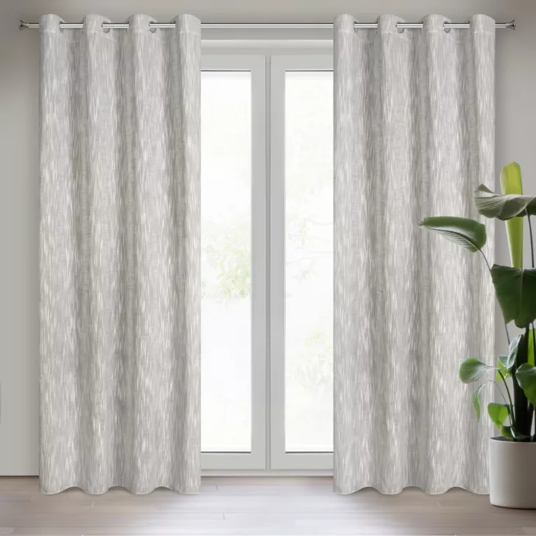 Zasłona beżowa o widocznym splocie w stylu eko 140x250 cm przelotka ANIKA Eurofirany