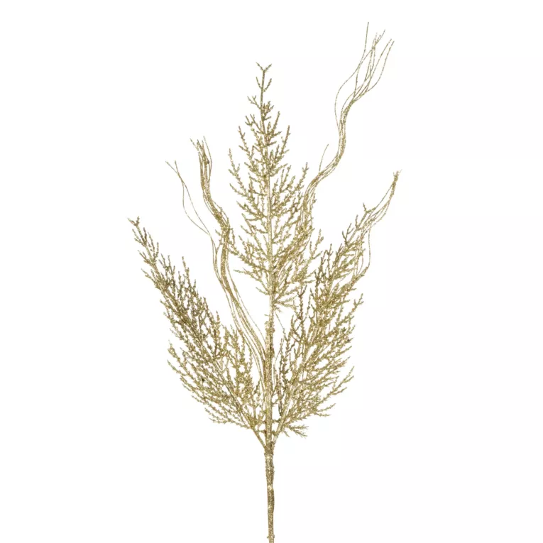 Złota gałązka dekoracyjna z efektem szronu na choinkę 50 cm Eurofirany