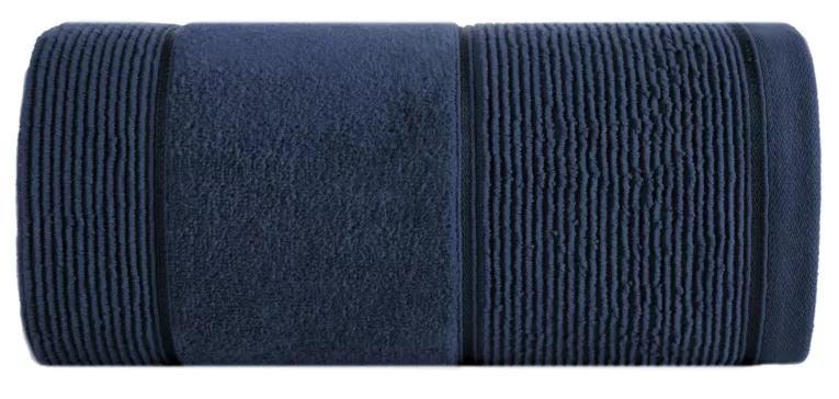 Ręcznik kąpielowy 50x90 cm bawełniany kolor granatowy z welurową bordiurą 500 g/m2 EMMA Eurofirany