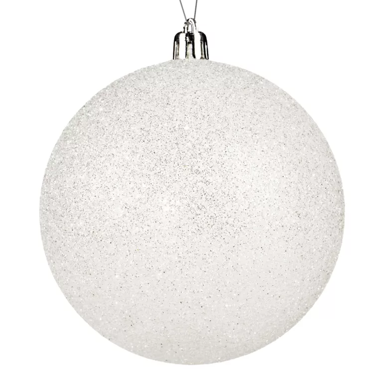 Biała brokatowa bombka choinkowa nietłukąca 10 cm Eurofirany