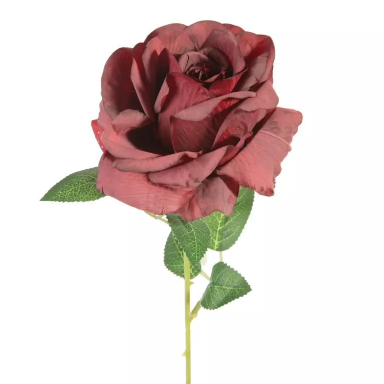 Kwiat sztuczny dekoracyjny RÓŻA bordowa Eurofirany