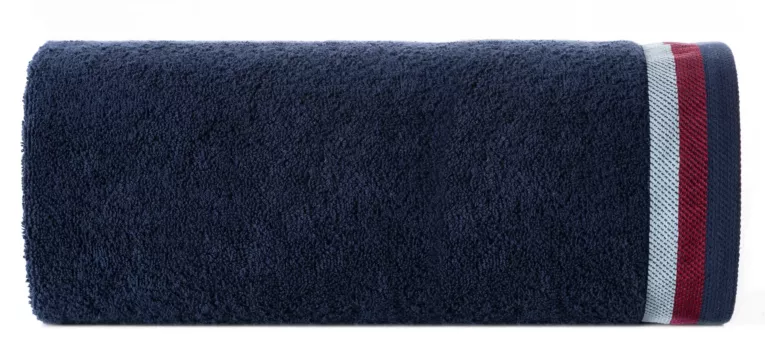 Ręcznik do rąk 50x90 cm bawełniany kolor granatowy z bordiurą w pasy 550 g/m2 NIKO Eurofirany