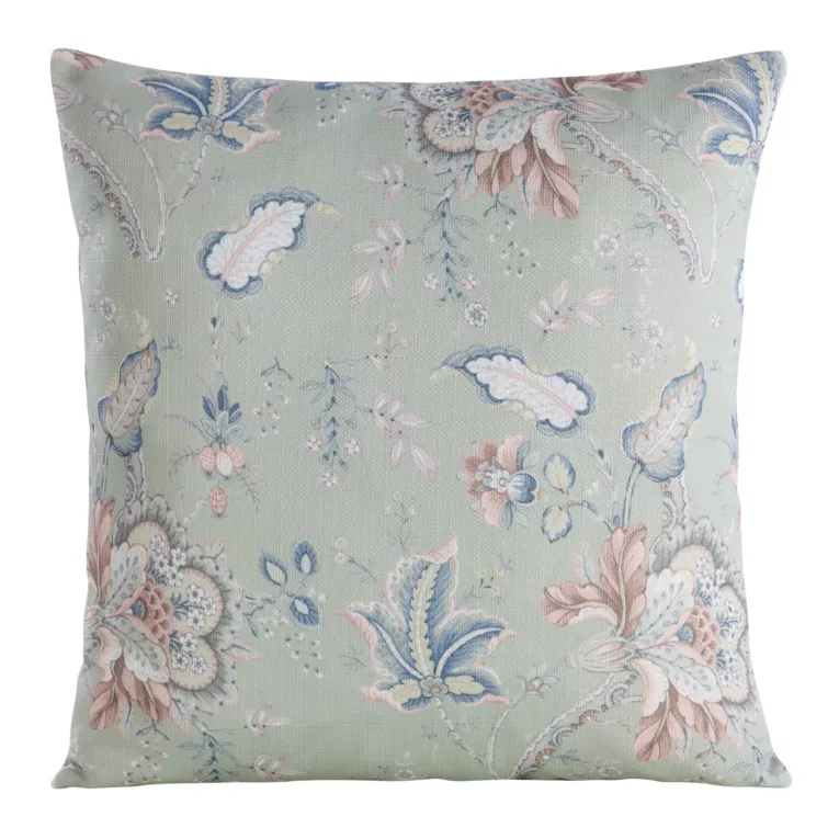 Poszewka na poduszkę 45x45 cm zdobiona kwiatowym printem jasnozielono, różowa FLORE 5 Eurofirany