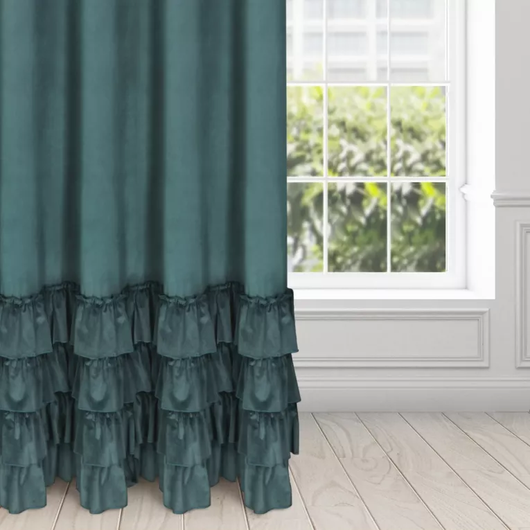 Zasłona morska z welwetu zdobiona falbanami 140x250 przelotka CHARLOTTE 1 Eurofirany