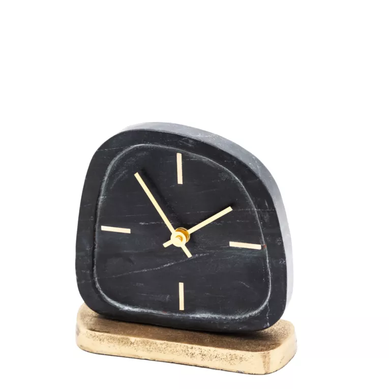 Dekoracyjny zegar stołowy zdobiony marmurowym wzorem Eurofirany