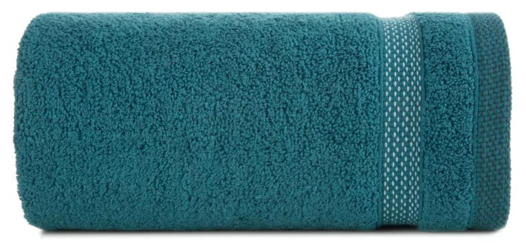 Ręcznik do rąk 30x50 cm bawełniany kolor morski zero twist z bordiurą w paski 400 g/m2 RIKI Eurofirany