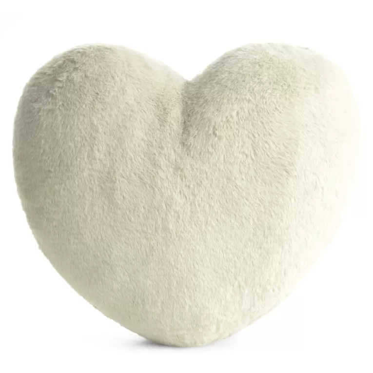 Poduszka w kształcie serca 45x45 cm z przyjemnego futerka kremowa Eurofirany