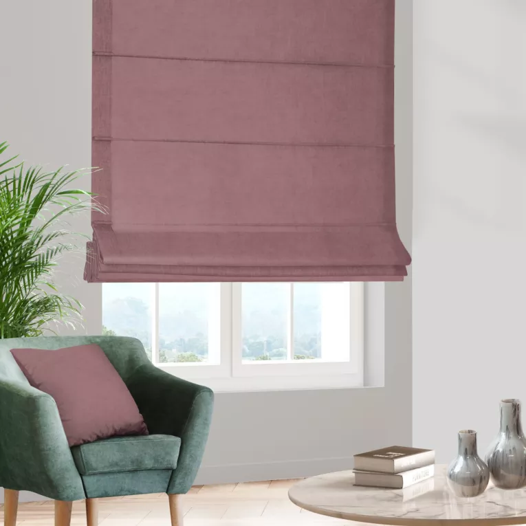 Roleta rzymska DORA - HIT wrzosowa z miękkiej tkaniny o welurowej strukturze