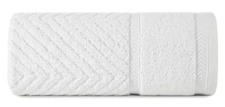 Ręcznik kąpielowy 50x90 cm bawełniany kolor biały ze wzorem zygzaka 500 g/m2 KALIA Reina Line Eurofirany