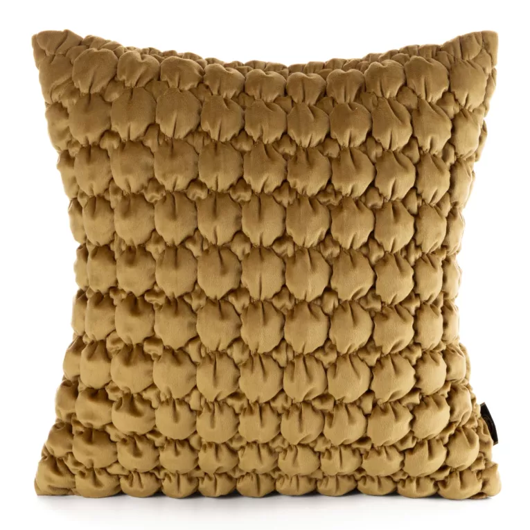 Poszewka na poduszkę 45x45 cm welwetowa zdobiona wzorem 3D musztardowa VELVET 193 EUROFIRANY PREMIUM