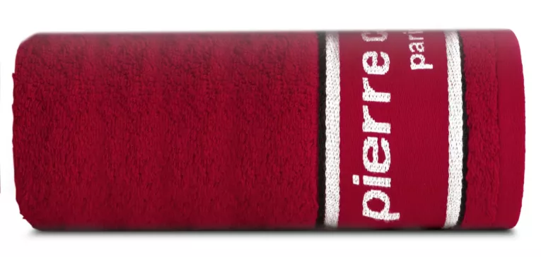 Ręcznik kąpielowy 70X140 cm bawełniany kolor czerwony 450 g/m2 z żakardową bordiurą i haftowanym logiem marki Pierre Cardin KARLA Eurofirany