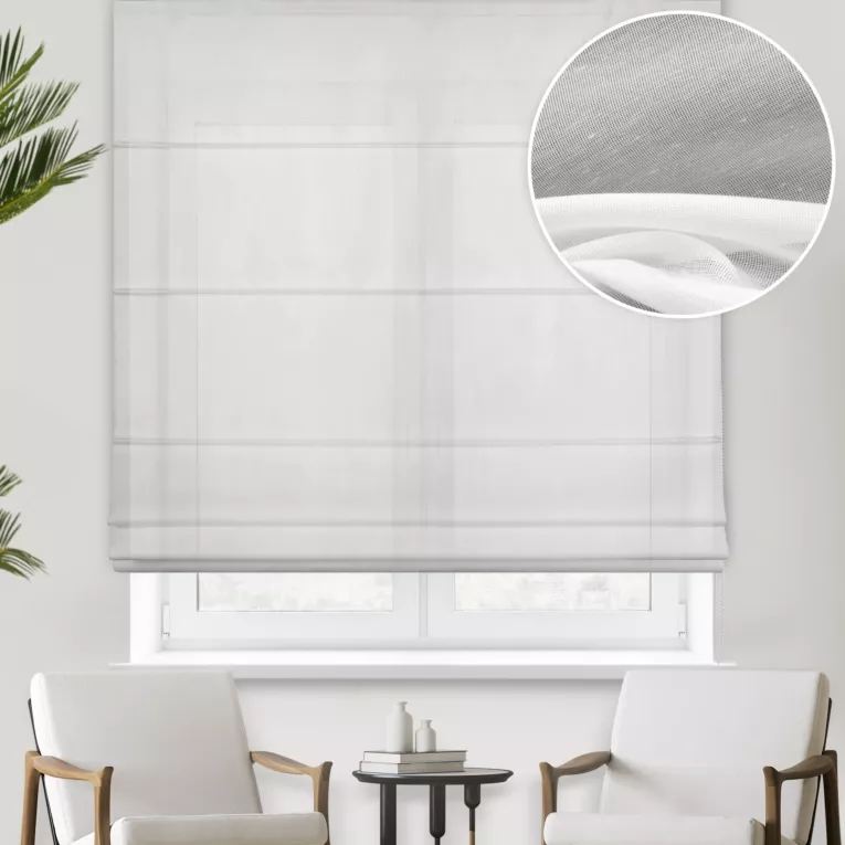 Roleta rzymska MADALENA jasnokremowa z jedwabiście miękkiego, matowego batystu, wykończona obciążnikiem