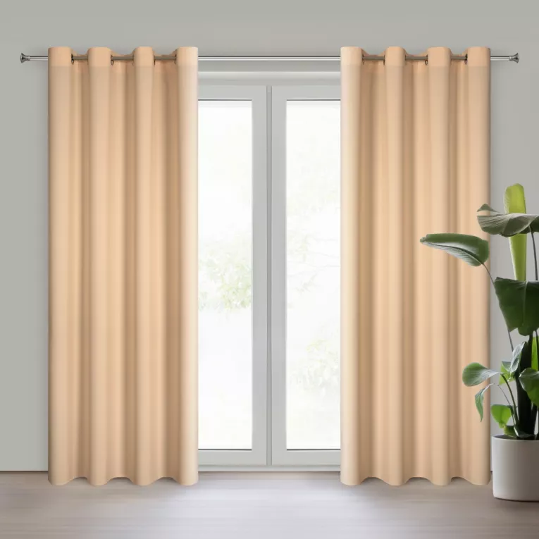 Zasłona ciemnokremowa z matowej gładkiej tkaniny 140x250 cm przelotka RITA Eurofirany