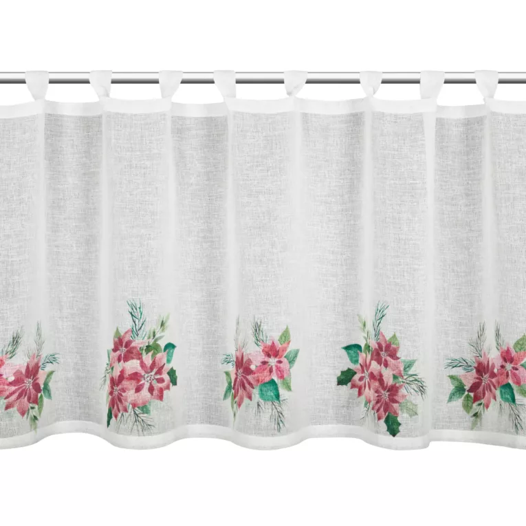 Zazdrostka świąteczna biało, czerwona zdobiona motywem gwiazd betlejemskich szelki 150x60 cm - XSMAS 3 Eurofirany