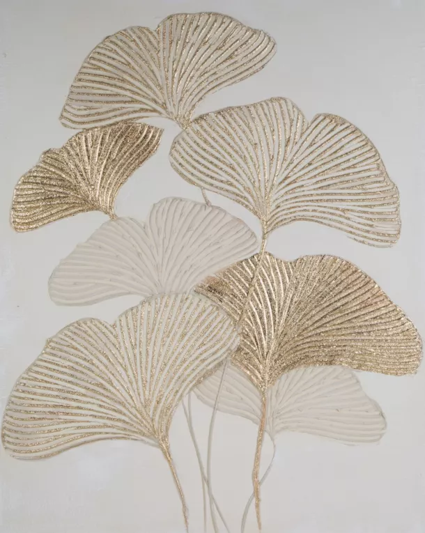 Obraz ręcznie malowany na płótnie w liście miłorzębu Eurofirany