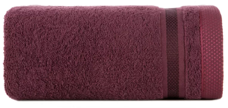 Ręcznik do rąk 30x50 cm bawełniany kolor bordowy z bordiurą w paski 500 g/m2 ABBIE Eurofirany