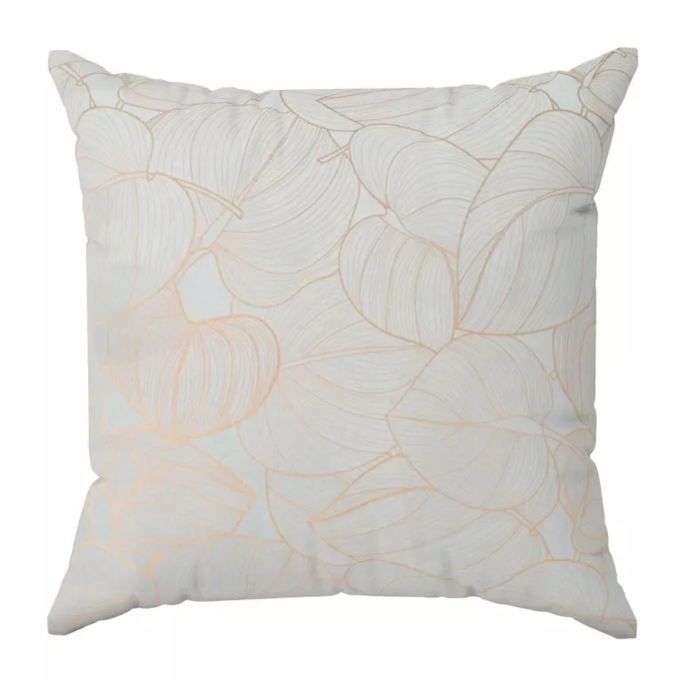 Poszewka szyta naturalno złota z miękkiej tkaniny welwetowej ze złotym nadrukiem