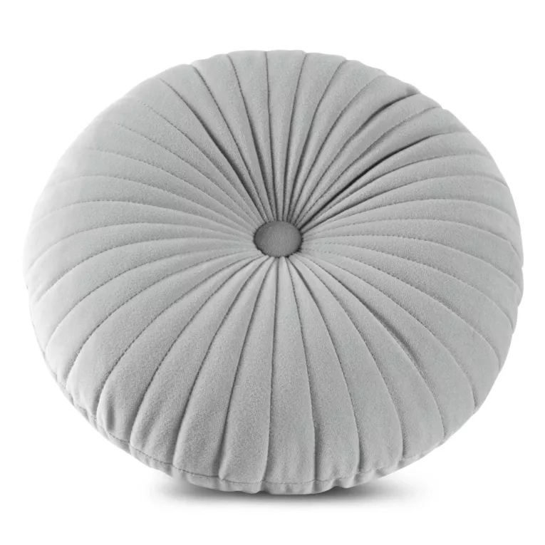 Poduszka okragła średnica 40 cm welwetowa srebrna pikowana VELVET 68 Eurofirany