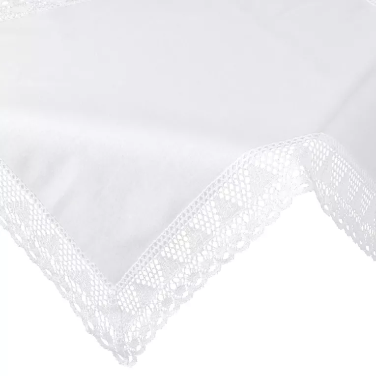 Obrus na stół 85x85 cm biały zdobiony koronką - NATALY - Eurofirany